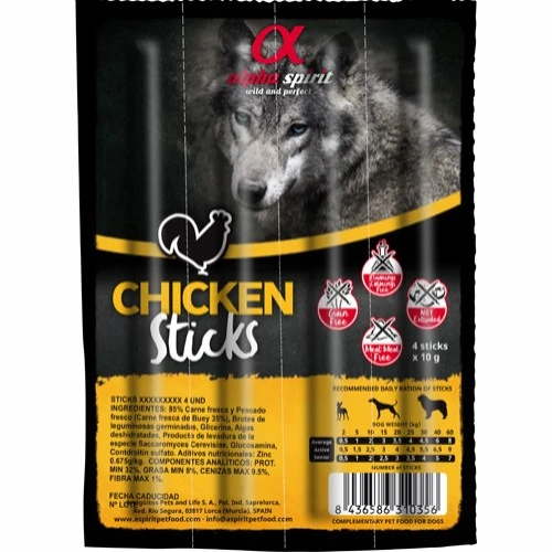 Alpha Spirit Chicken Ristra Sticks 4 stk - kornfri hundesnacks med kylling